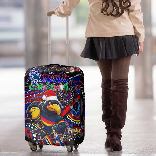 Merry Christmas AFL Adelaide Crows Luggage Cover Aboriginal Santa Football Mascot