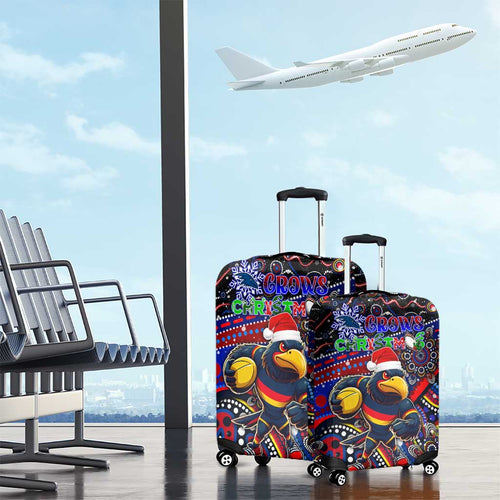 Merry Christmas AFL Adelaide Crows Luggage Cover Aboriginal Santa Football Mascot