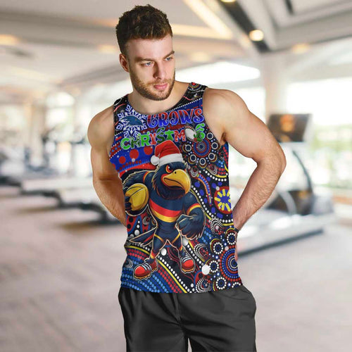 Merry Christmas AFL Adelaide Crows Men Tank Top Aboriginal Santa Football Mascot