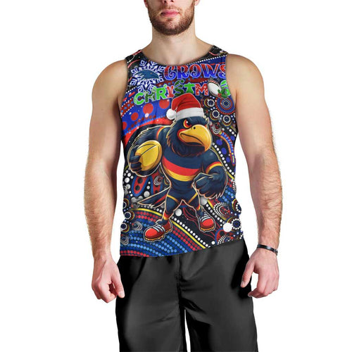 Merry Christmas AFL Adelaide Crows Men Tank Top Aboriginal Santa Football Mascot
