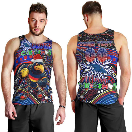Merry Christmas AFL Adelaide Crows Men Tank Top Aboriginal Santa Football Mascot