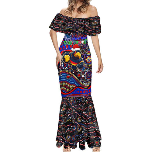 Merry Christmas AFL Adelaide Crows Mermaid Dress Aboriginal Santa Football Mascot
