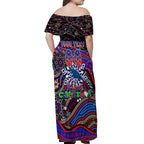 Merry Christmas AFL Adelaide Crows Off Shoulder Maxi Dress Aboriginal Santa Football Mascot