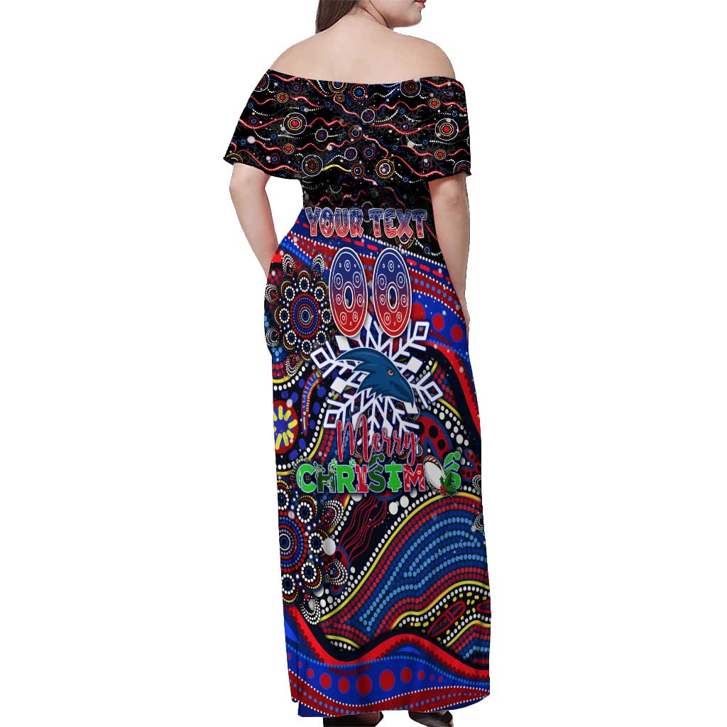Merry Christmas AFL Adelaide Crows Off Shoulder Maxi Dress Aboriginal Santa Football Mascot