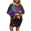 Merry Christmas AFL Adelaide Crows Off Shoulder Short Dress Aboriginal Santa Football Mascot
