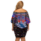 Merry Christmas AFL Adelaide Crows Off Shoulder Short Dress Aboriginal Santa Football Mascot