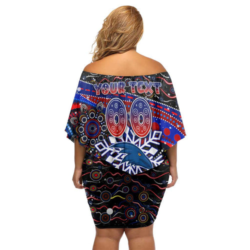 Merry Christmas AFL Adelaide Crows Off Shoulder Short Dress Aboriginal Santa Football Mascot