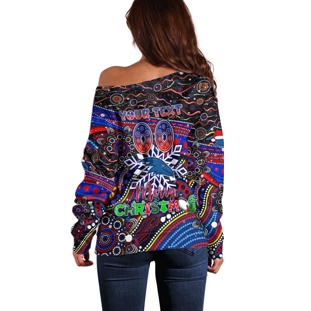 Merry Christmas AFL Adelaide Crows Off Shoulder Sweater Aboriginal Santa Football Mascot