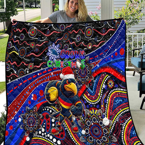 Merry Christmas AFL Adelaide Crows Quilt Aboriginal Santa Football Mascot
