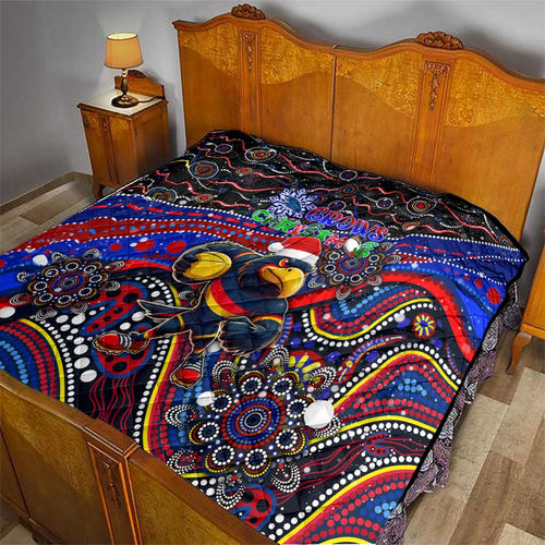 Merry Christmas AFL Adelaide Crows Quilt Aboriginal Santa Football Mascot