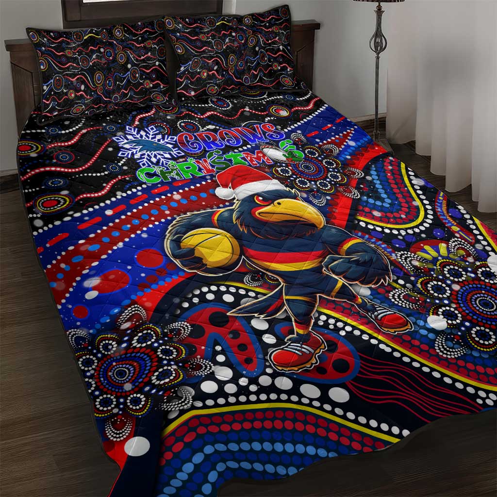 Merry Christmas AFL Adelaide Crows Quilt Bed Set Aboriginal Santa Football Mascot