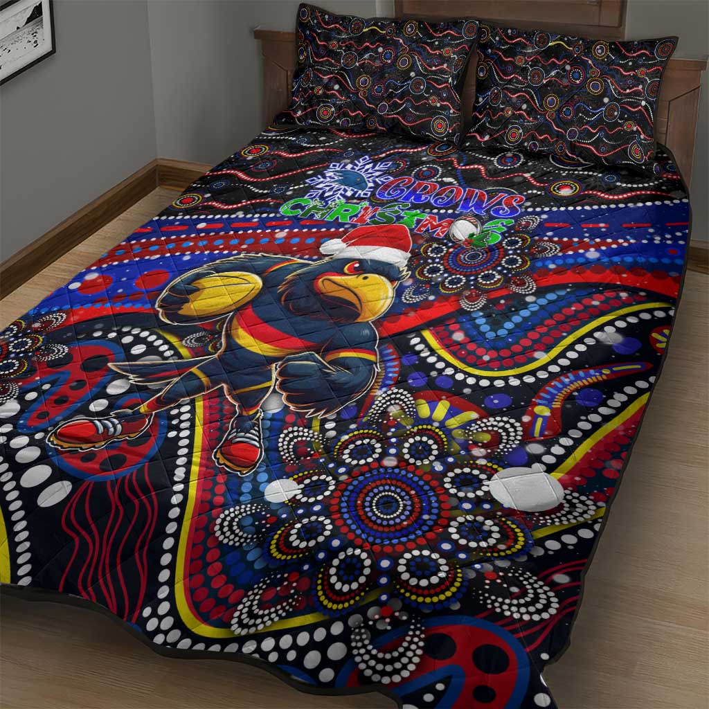 Merry Christmas AFL Adelaide Crows Quilt Bed Set Aboriginal Santa Football Mascot
