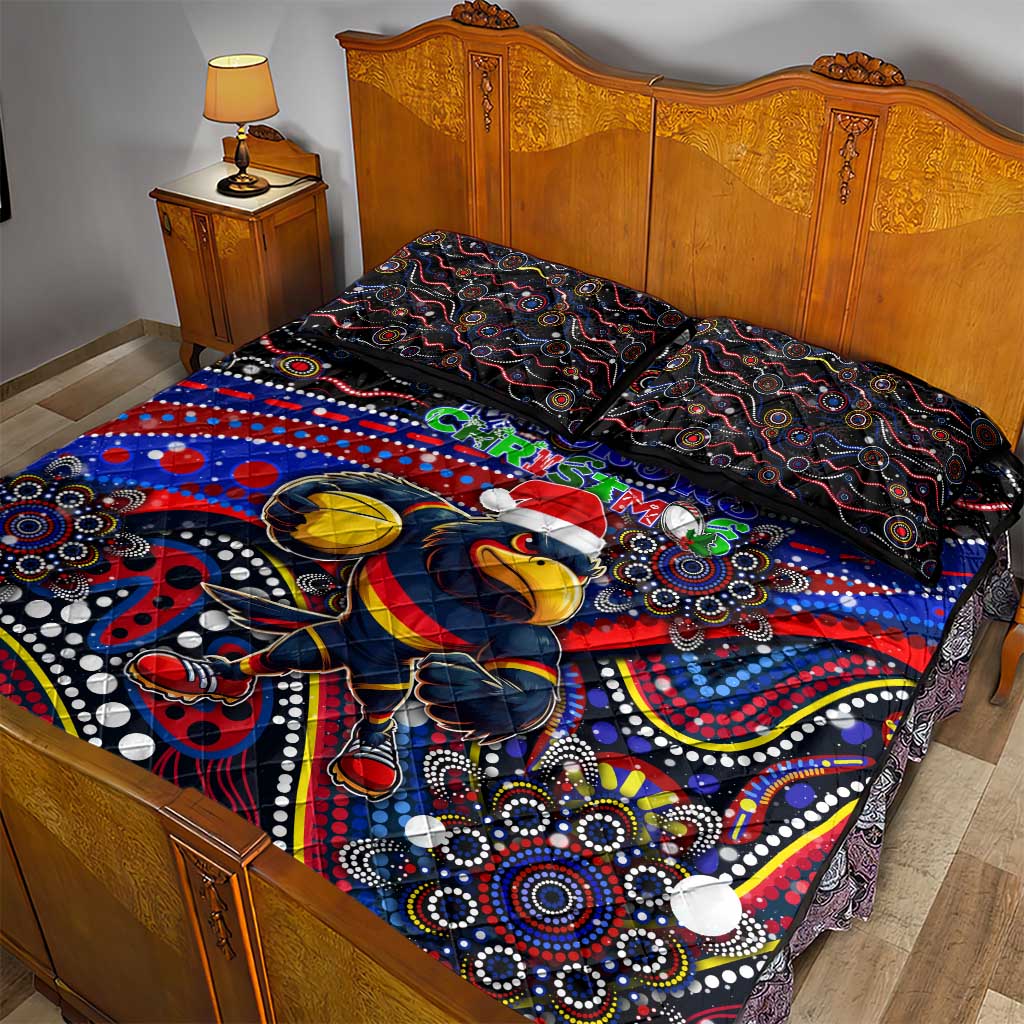 Merry Christmas AFL Adelaide Crows Quilt Bed Set Aboriginal Santa Football Mascot
