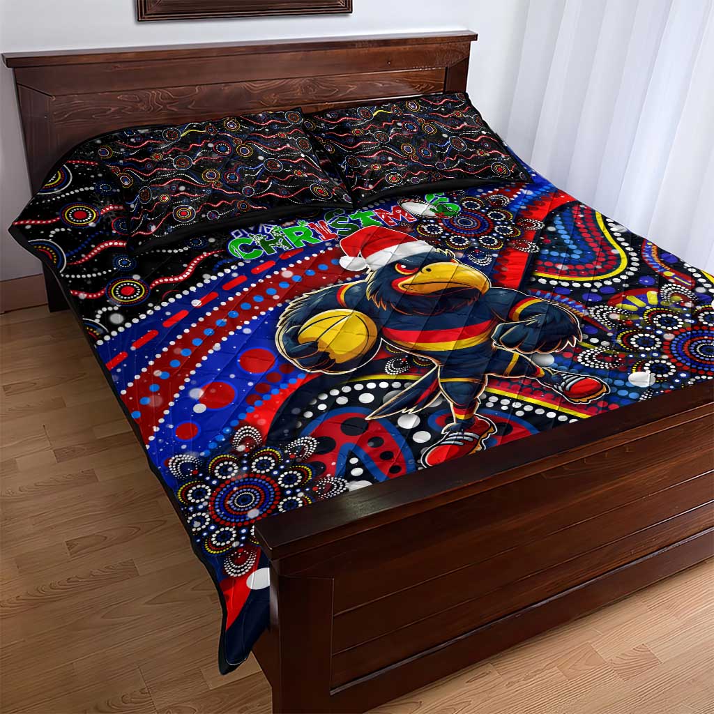 Merry Christmas AFL Adelaide Crows Quilt Bed Set Aboriginal Santa Football Mascot