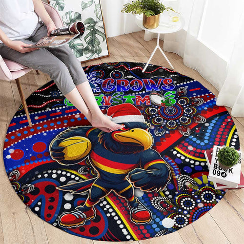 Merry Christmas AFL Adelaide Crows Round Carpet Aboriginal Santa Football Mascot
