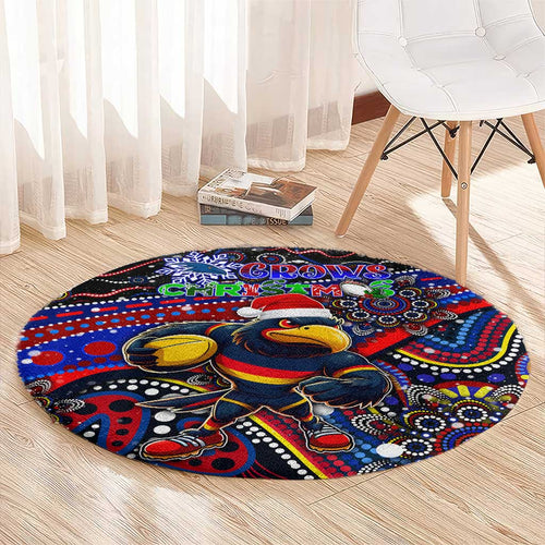 Merry Christmas AFL Adelaide Crows Round Carpet Aboriginal Santa Football Mascot