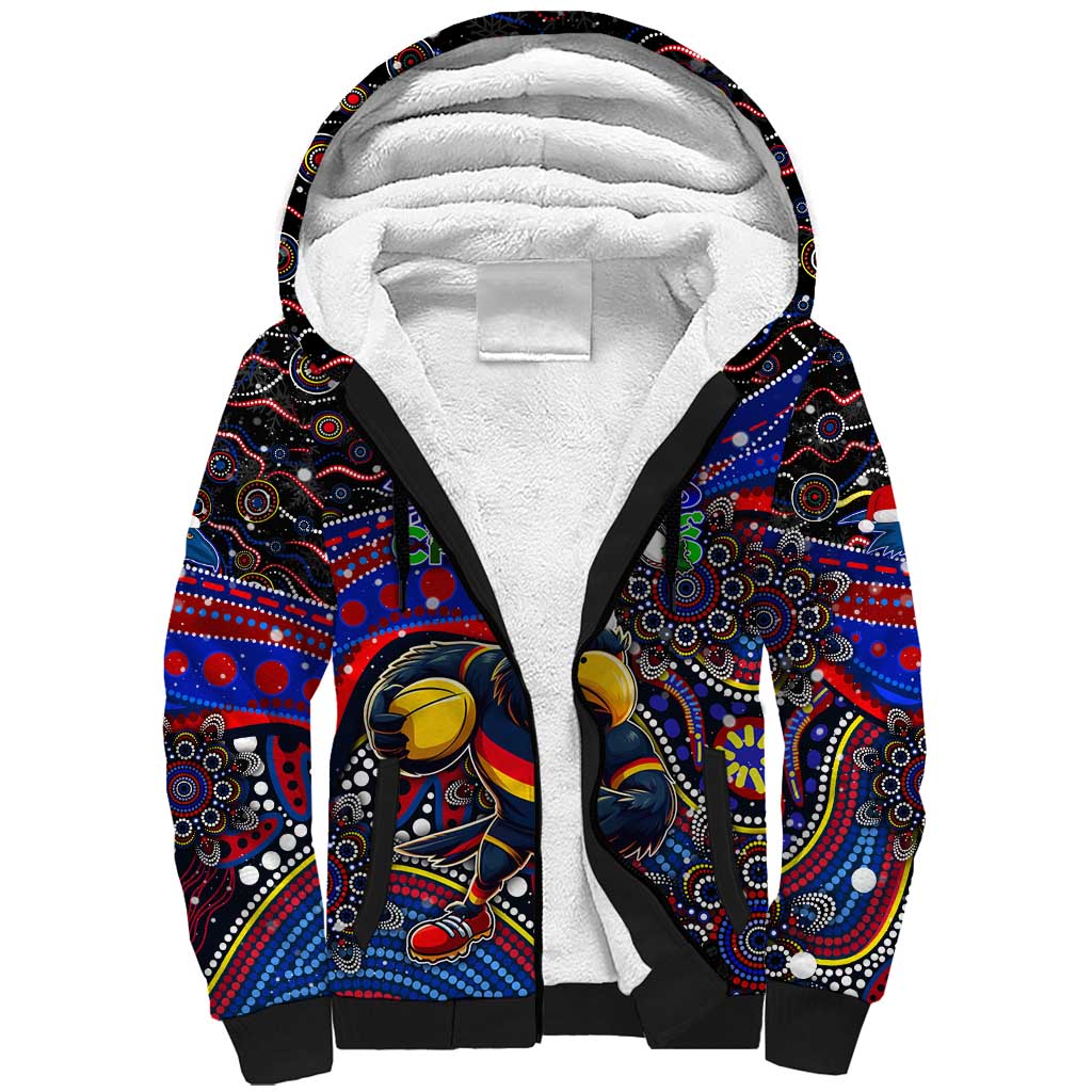 Merry Christmas AFL Adelaide Crows Sherpa Hoodie Aboriginal Santa Football Mascot