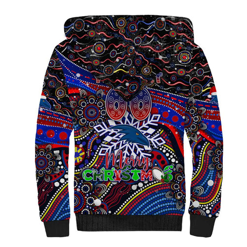 Merry Christmas AFL Adelaide Crows Sherpa Hoodie Aboriginal Santa Football Mascot