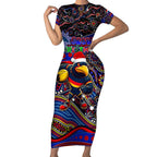 Merry Christmas AFL Adelaide Crows Short Sleeve Bodycon Dress Aboriginal Santa Football Mascot