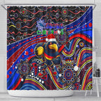 Merry Christmas AFL Adelaide Crows Shower Curtain Aboriginal Santa Football Mascot