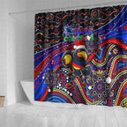 Merry Christmas AFL Adelaide Crows Shower Curtain Aboriginal Santa Football Mascot