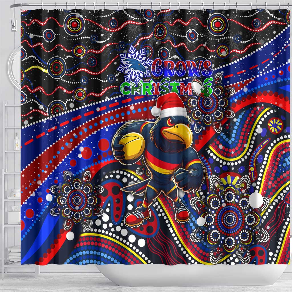 Merry Christmas AFL Adelaide Crows Shower Curtain Aboriginal Santa Football Mascot