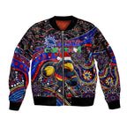 Merry Christmas AFL Adelaide Crows Sleeve Zip Bomber Jacket Aboriginal Santa Football Mascot