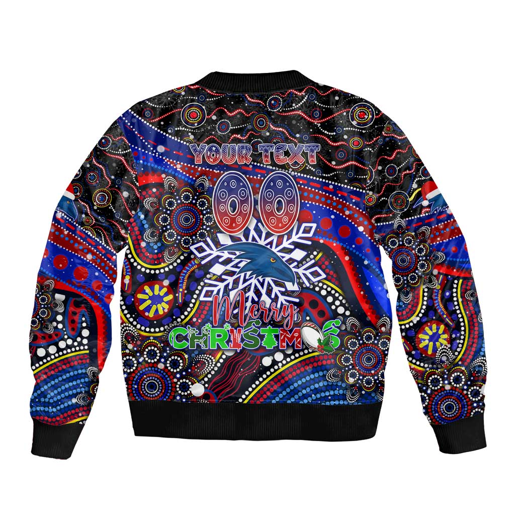 Merry Christmas AFL Adelaide Crows Sleeve Zip Bomber Jacket Aboriginal Santa Football Mascot
