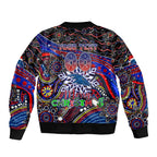 Merry Christmas AFL Adelaide Crows Sleeve Zip Bomber Jacket Aboriginal Santa Football Mascot