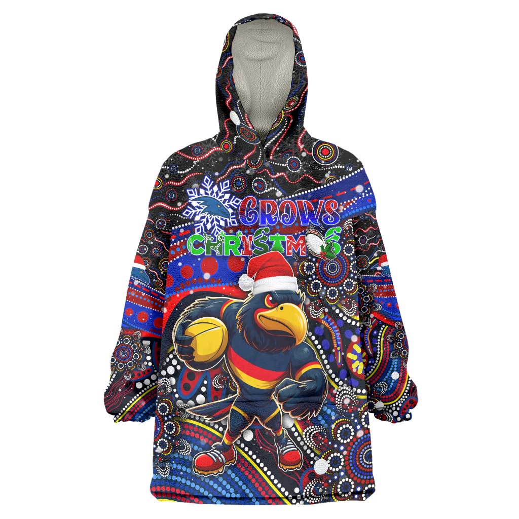 Merry Christmas AFL Adelaide Crows Wearable Blanket Hoodie Aboriginal Santa Football Mascot