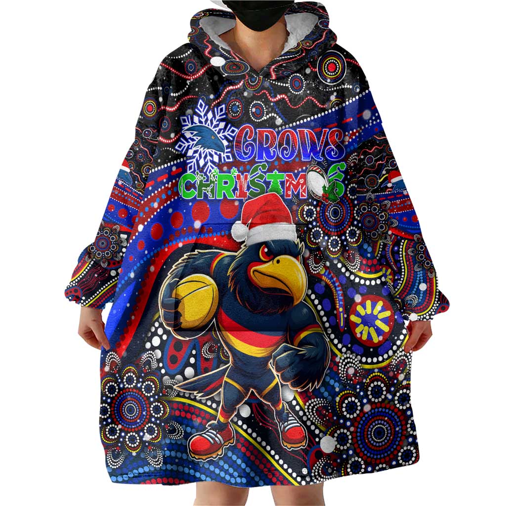 Merry Christmas AFL Adelaide Crows Wearable Blanket Hoodie Aboriginal Santa Football Mascot