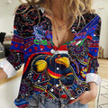 Merry Christmas AFL Adelaide Crows Women Casual Shirt Aboriginal Santa Football Mascot