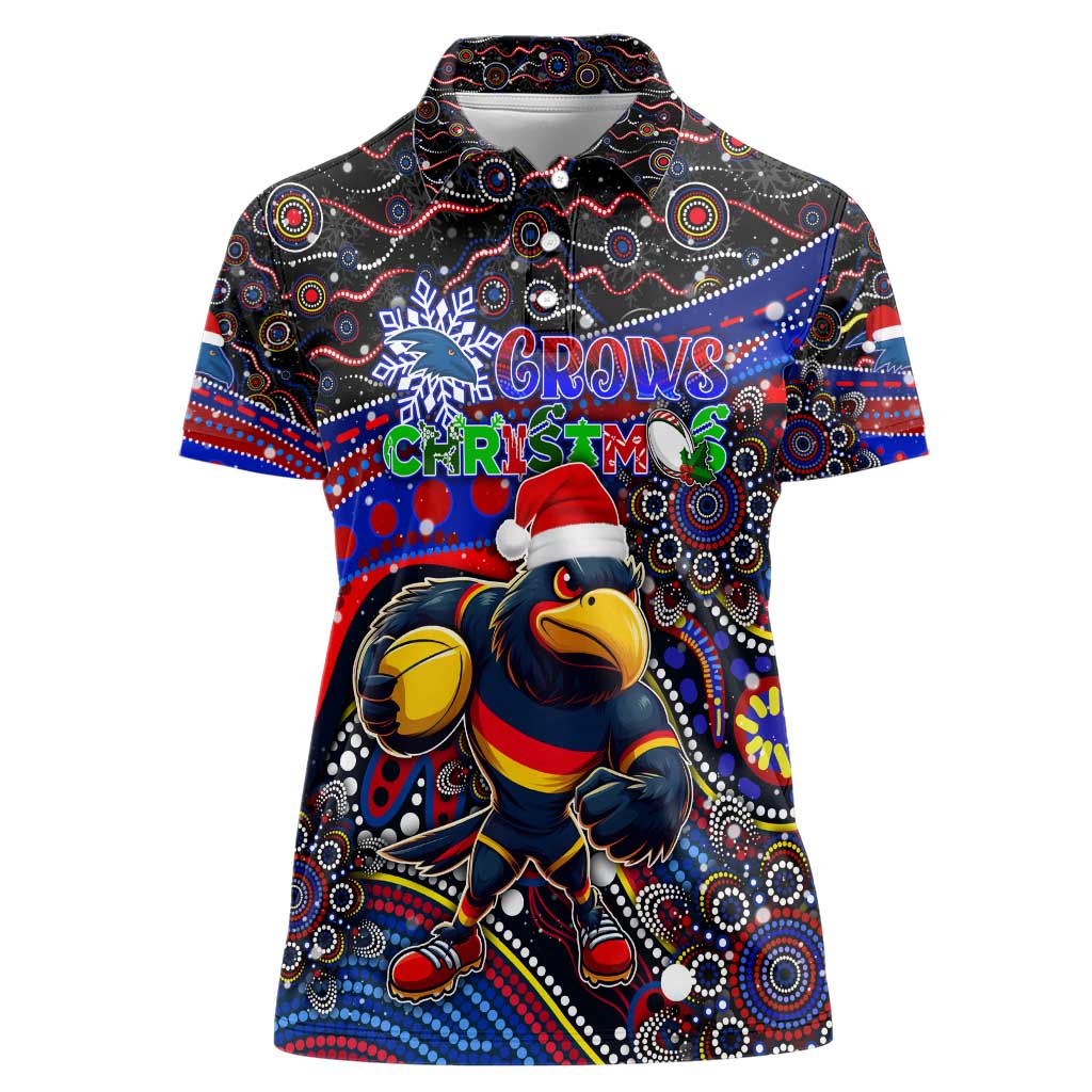 Merry Christmas AFL Adelaide Crows Women Polo Shirt Aboriginal Santa Football Mascot