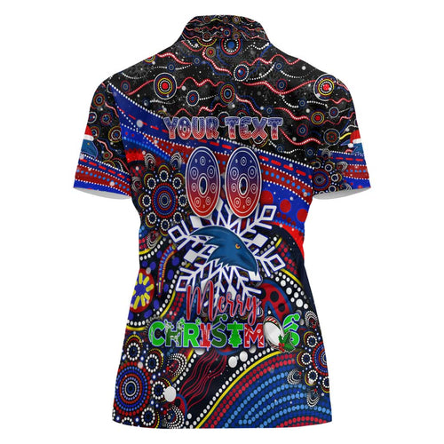 Merry Christmas AFL Adelaide Crows Women Polo Shirt Aboriginal Santa Football Mascot