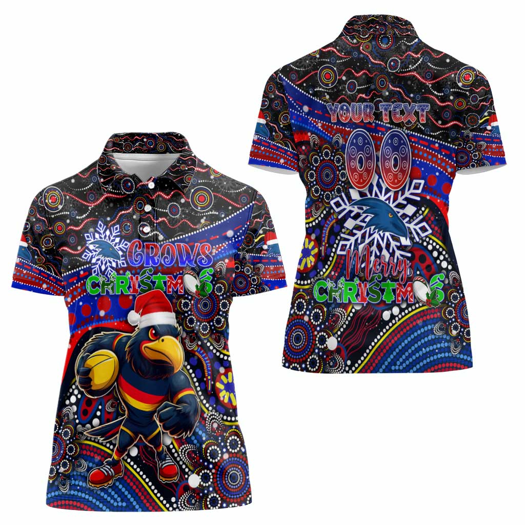 Merry Christmas AFL Adelaide Crows Women Polo Shirt Aboriginal Santa Football Mascot