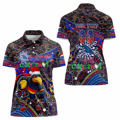 Merry Christmas AFL Adelaide Crows Women Polo Shirt Aboriginal Santa Football Mascot