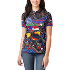 Merry Christmas AFL Adelaide Crows Women Polo Shirt Aboriginal Santa Football Mascot