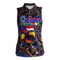 Merry Christmas AFL Adelaide Crows Women Sleeveless Polo Shirt Aboriginal Santa Football Mascot