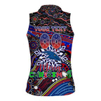 Merry Christmas AFL Adelaide Crows Women Sleeveless Polo Shirt Aboriginal Santa Football Mascot