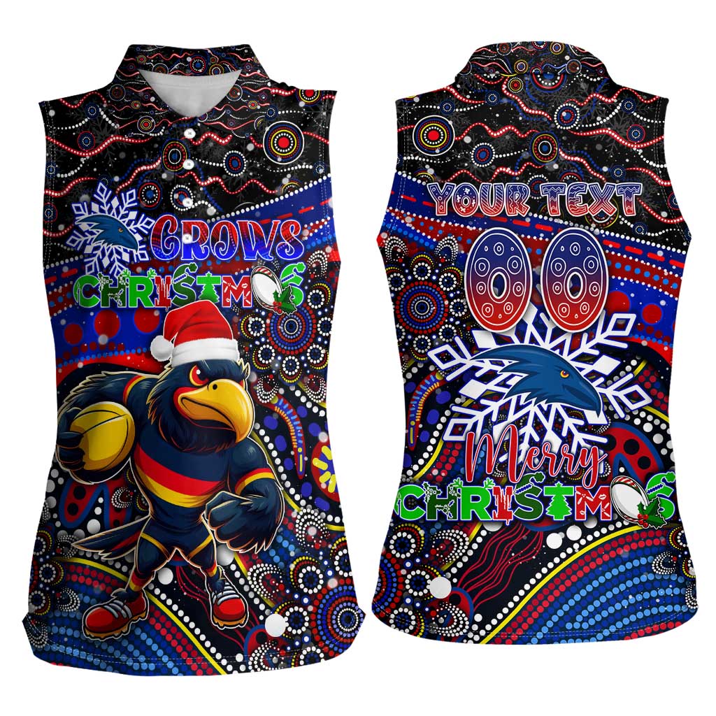 Merry Christmas AFL Adelaide Crows Women Sleeveless Polo Shirt Aboriginal Santa Football Mascot