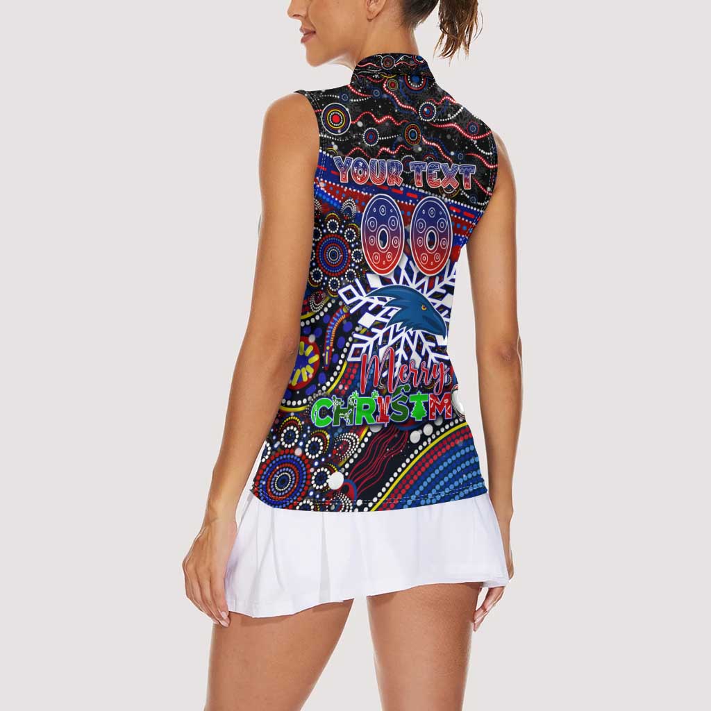 Merry Christmas AFL Adelaide Crows Women Sleeveless Polo Shirt Aboriginal Santa Football Mascot