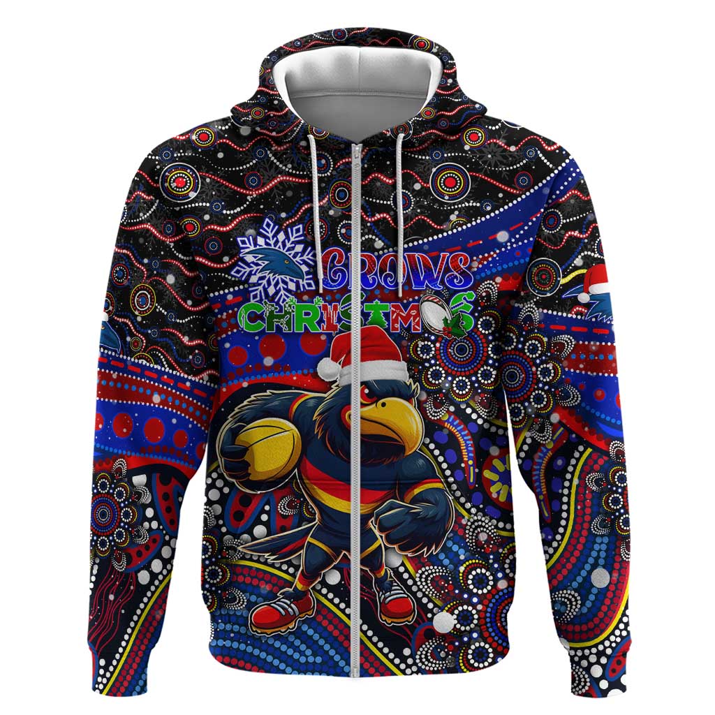 Merry Christmas AFL Adelaide Crows Zip Hoodie Aboriginal Santa Football Mascot