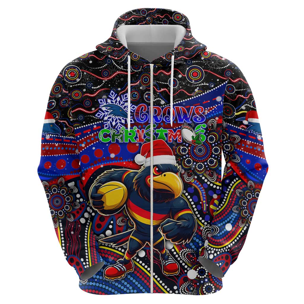 Merry Christmas AFL Adelaide Crows Zip Hoodie Aboriginal Santa Football Mascot