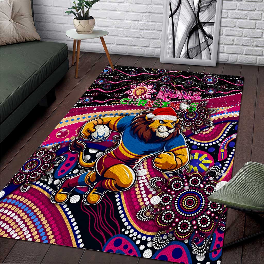 Merry Christmas AFL Brisbane Lions Area Rug Aboriginal Santa Football Mascot