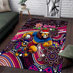 Merry Christmas AFL Brisbane Lions Area Rug Aboriginal Santa Football Mascot