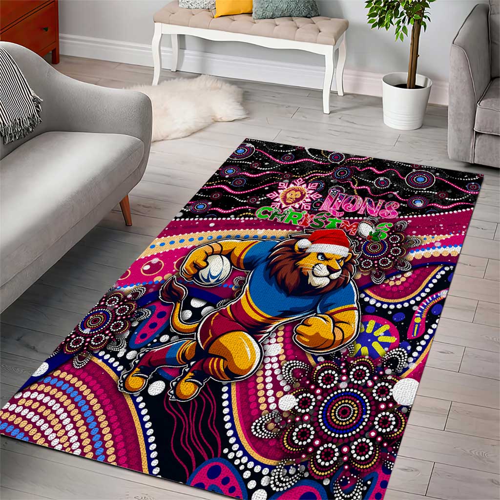 Merry Christmas AFL Brisbane Lions Area Rug Aboriginal Santa Football Mascot