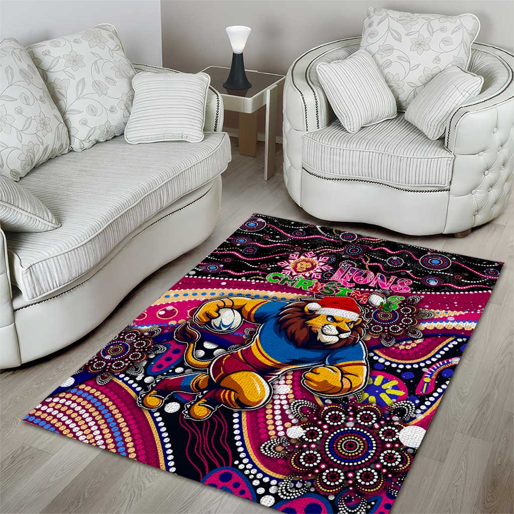 Merry Christmas AFL Brisbane Lions Area Rug Aboriginal Santa Football Mascot