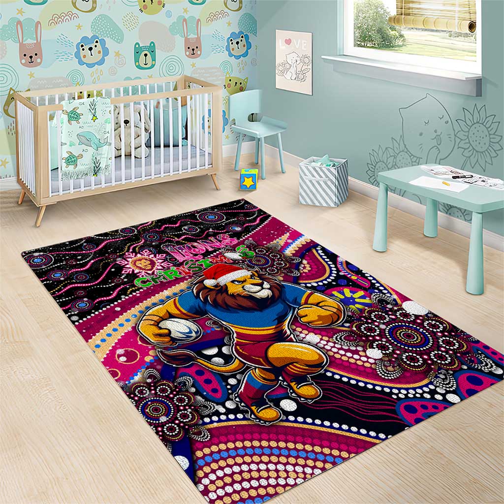 Merry Christmas AFL Brisbane Lions Area Rug Aboriginal Santa Football Mascot