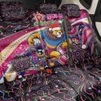 Merry Christmas AFL Brisbane Lions Back Car Seat Cover Aboriginal Santa Football Mascot