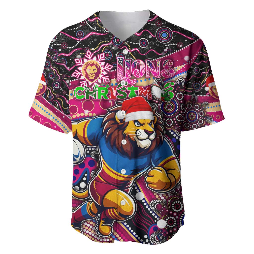 Merry Christmas AFL Brisbane Lions Baseball Jersey Aboriginal Santa Football Mascot